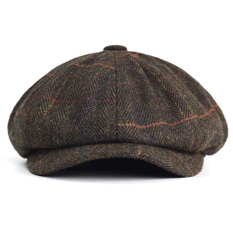Wool Newsboy Hat Men's Razor Party Peaky Blinders British Retro Octagonal Hat Autumn and Winter Warm Beret