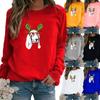 Women Winter Clothing Floral Printed Casual Sweatshirt Long Sleeve Tops T-shirt Ladies Round Neck Pullover Sweater