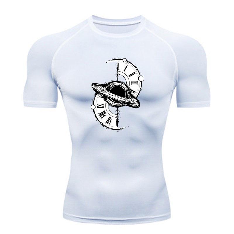 Men's Quick Dry Compression Workout T-Shirt, Steampunk Clock
