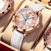 OLEVS Watch Rose Gold Dial with Quicksand Quartz White Women's - Popular, Cute, Sparkling, Diamonds, Movement, Waterproof, Luminous, Gift,