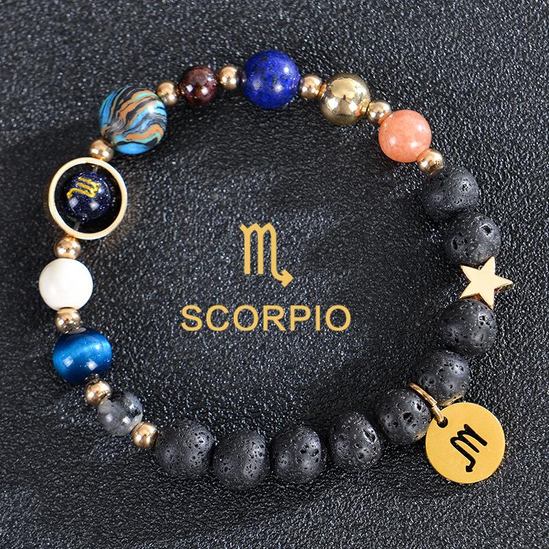 Eight major planets and twelve zodiac signs bracelet, frosted stone, bead bracelet, planets, Christmas gift, Stocking stuffers