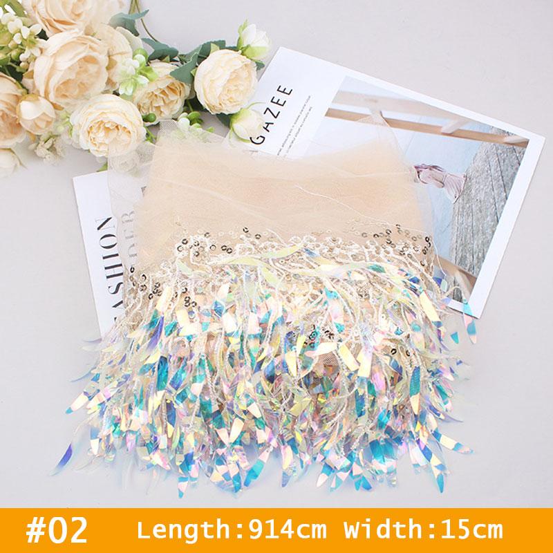 10 Yards Mesh Tassel Fringe Sequins Lace Trim Tassels Fabric DIY Sewing Stage Perform Latin Dress Wedding Clothes Accessories