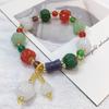 Women's Multi-Color Natural Jade Pumpkin Bead Bracelet