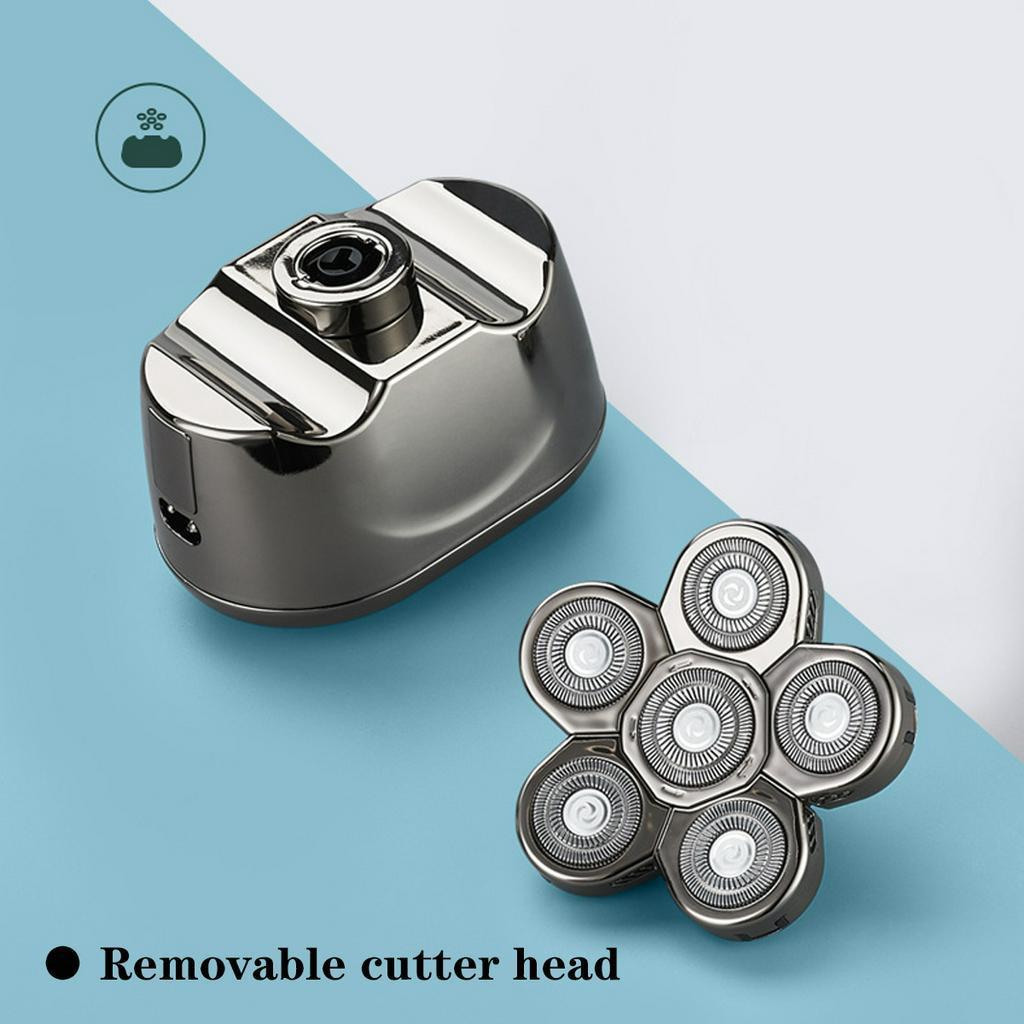 3.7V IPX6 4D 6 Blade Electric Shaver Rechargeable Bald Head Razor Hair Trimmer 6 Floating Heads Beard Wet Dry Shaving Grooming Kit New
