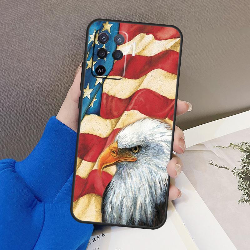 American USA Flag Eagle Case For Oppo A77 A57 A17 A60 A80 A40 A74 A54 A94 A78 A98 A18 A38 A58 A96 A76 A16 A15 A5 Pro