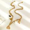 Rhinestones Embellished Love Sachet Charm Necklace Stainless Steel Clavicle Chain Fashion Jewelry Accessory