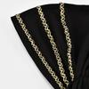 Golden Stripes Elastic Hat Cap For Woman Muslim Hijab Headband Middle East Instant Scarf Hijab Islamic Turban Bandana 20*43Cm