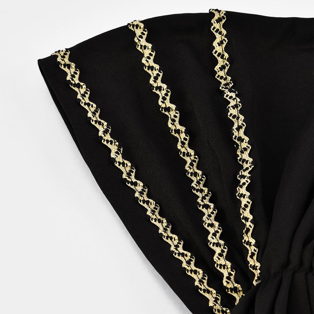 Golden Stripes Elastic Hat Cap For Woman Muslim Hijab Headband Middle East Instant Scarf Hijab Islamic Turban Bandana 20*43Cm