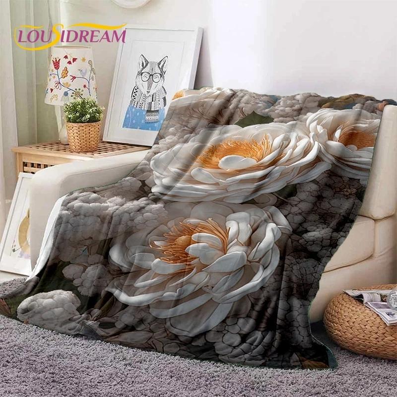 3D Rosenblumen Nordisch Romantische Weiche Decken, Warmhaltende Überwurfdecke Bequeme Decke für Picknick Betten Sofa Zuhause Schlafzimmer Geschenk
