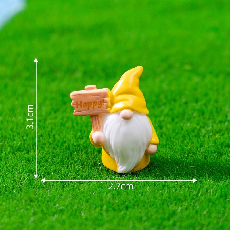 Cute Little Dwarf Figurine Holding A Sign Garden Landscaping Decoration Accessories Micro-landscape Small Ornaments