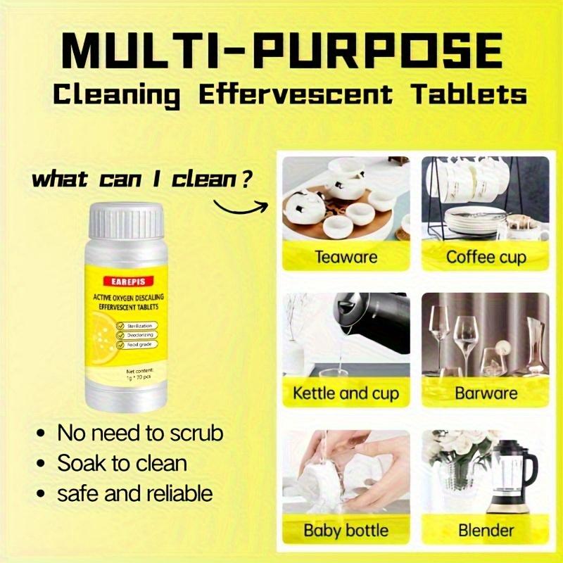 Activated Oxygen Scale Remover Tablets, Tea Stain and Watermark Remover for Kettles,Ceramic,Espresso Machine Cleaning Tablets