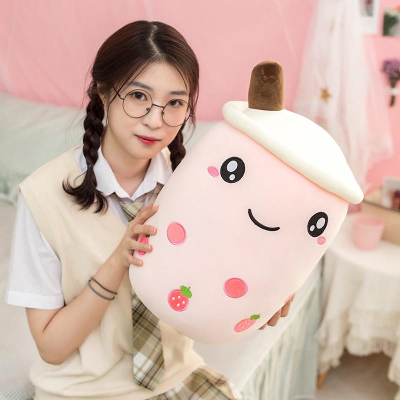 50cm Adorable Strawberry Milk Tea Plush Toy Creative Soft Doll Pillow Cushion Kids For