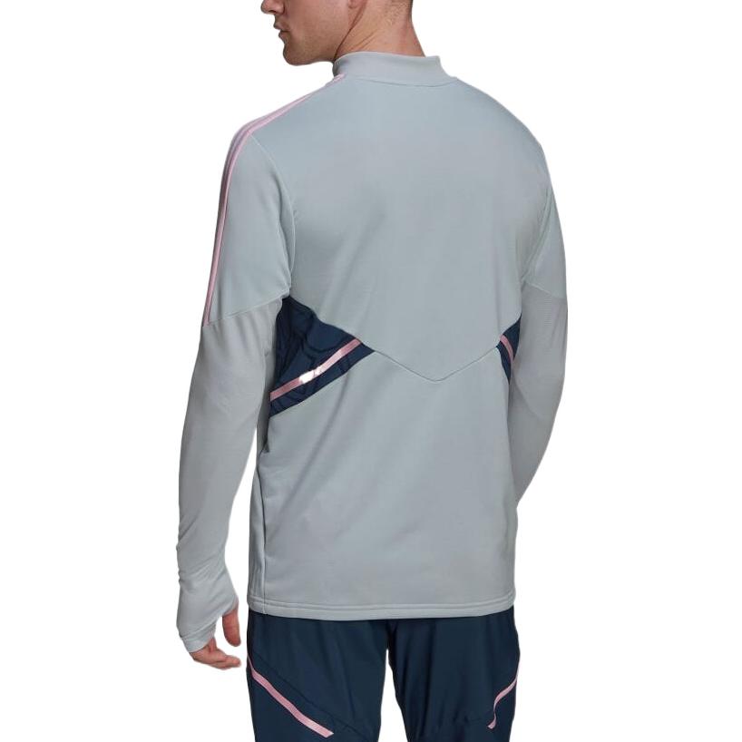 Adidas FW22 Arsenal Football Training Series Logo Letter Print Striped Casual Long Sleeve Jersey Men Jersey Silver HA5290