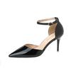 Summer Fashion Ladies Pumps Pointed Toe Patent Leather Buckle High Heeled Sandals Women Career Commuter Wedding Shoes
