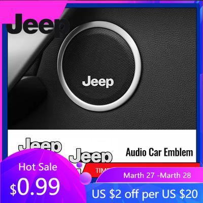 For Jeep Car Audio Speaker Decorate 3D Aluminum Badge Emblem Sticker For Jeep Grand Cherokee Wrangler JK Gladiator Compass Re