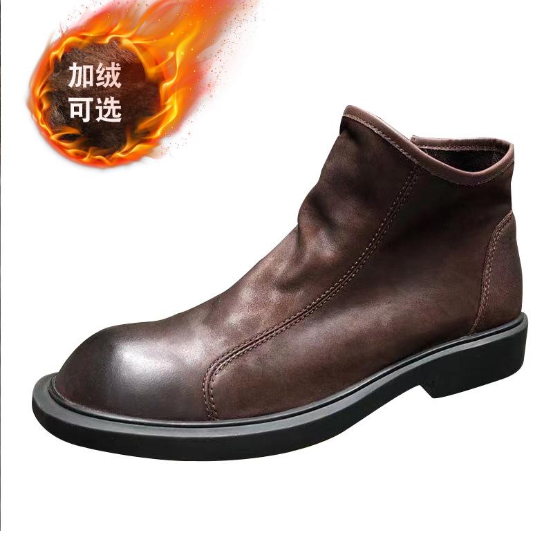 Man's Retro Genuine Leather Classic Chelsea Boots Business Dress Fashion Short Ankle Boot Casual British Style High-Top Shoes