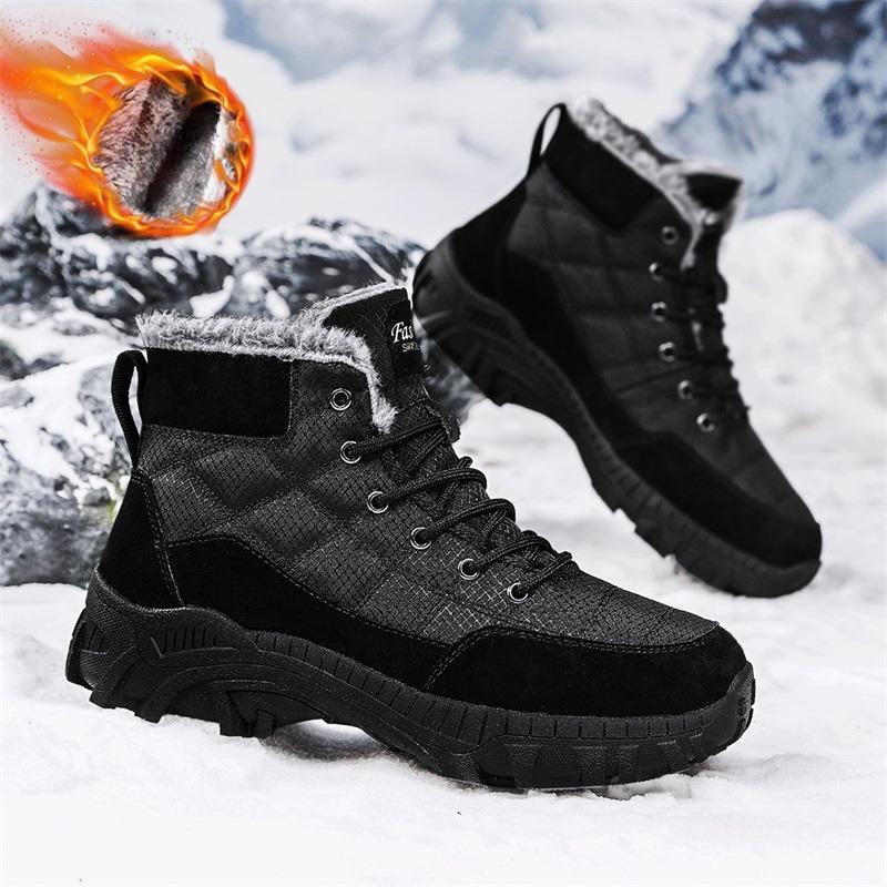 New Men's Snow Boots Versatile and Lightweight with Plush Insulation Trend High Top Outdoor Hiking Thick Cotton Shoes Size 38-48