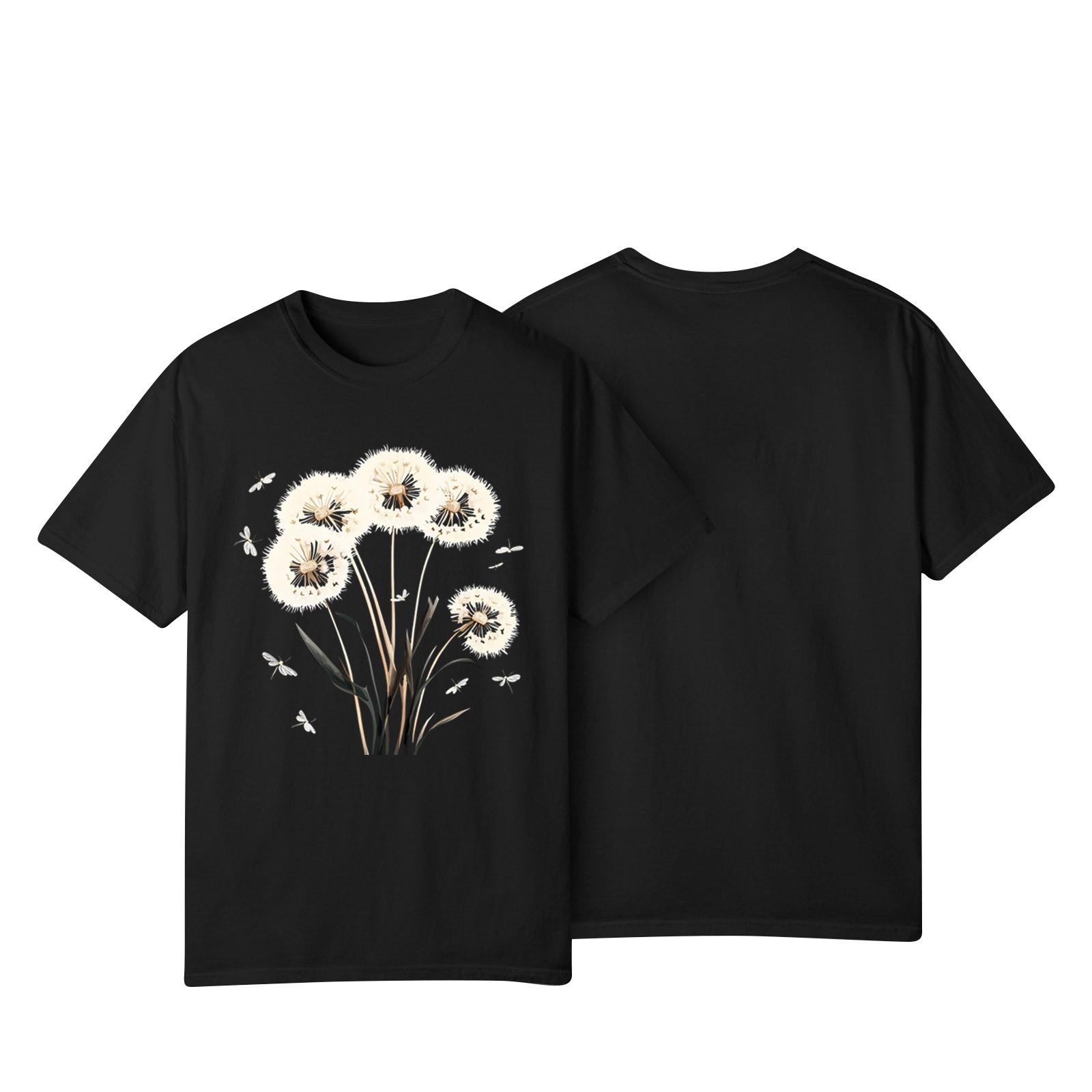 

Женская повседневная футболка с принтом подсолнухов Street Slim Fit с коротким рукавом XXL чёрный