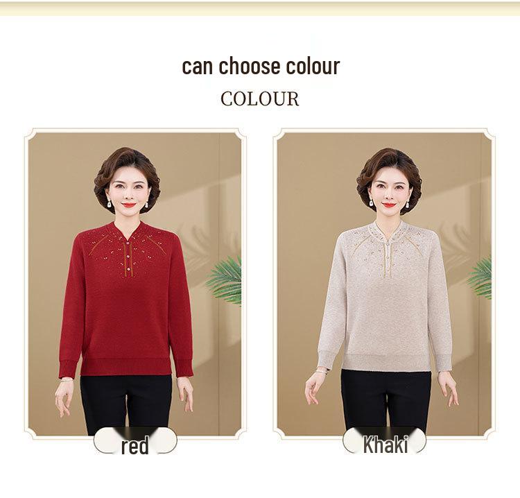 2025 Eleganter Roter Winterpullover für Mama