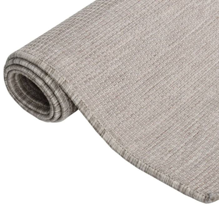 VidaXL Tapis à tissage plat d'extérieur 100x200 cm Taupe