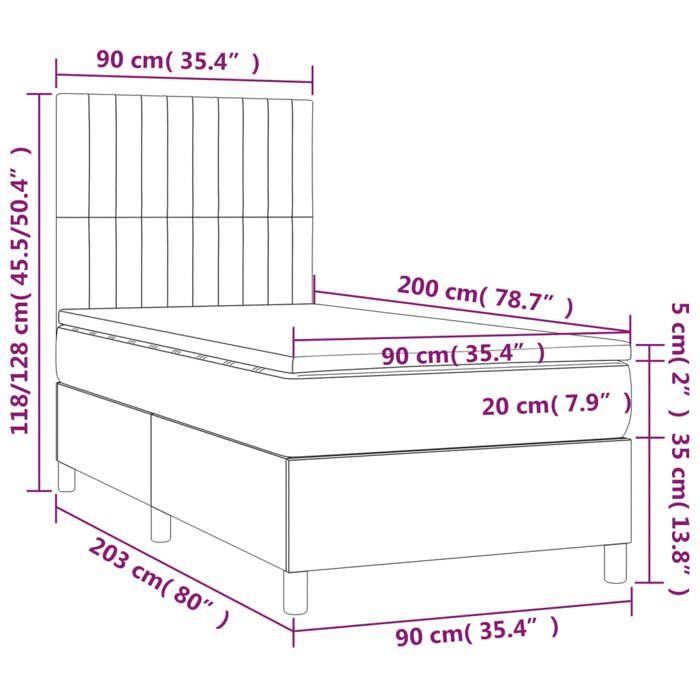 VidaXL Sommier à Lattes de Lit avec Matelas et LED, Lit Rembourré, Lit Simple, Lit Adulte de Chambre à Coucher Intérieur, 3135571