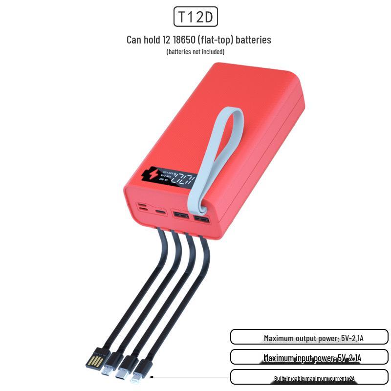 Solderless 4-Wire 12-Section 18650 Power Bank Kit with Ultra-Fast Disassembly