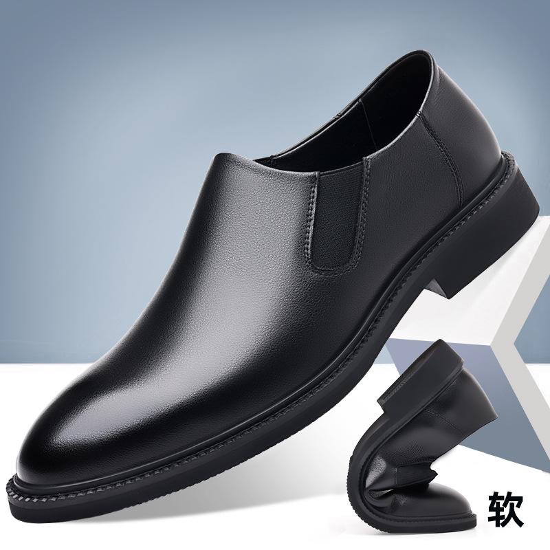 Foreign Trade 2024 New Business Men's Shoes One Pedal Casual Leather Shoes Sleeve British Style Pointed Chelsea Loafers