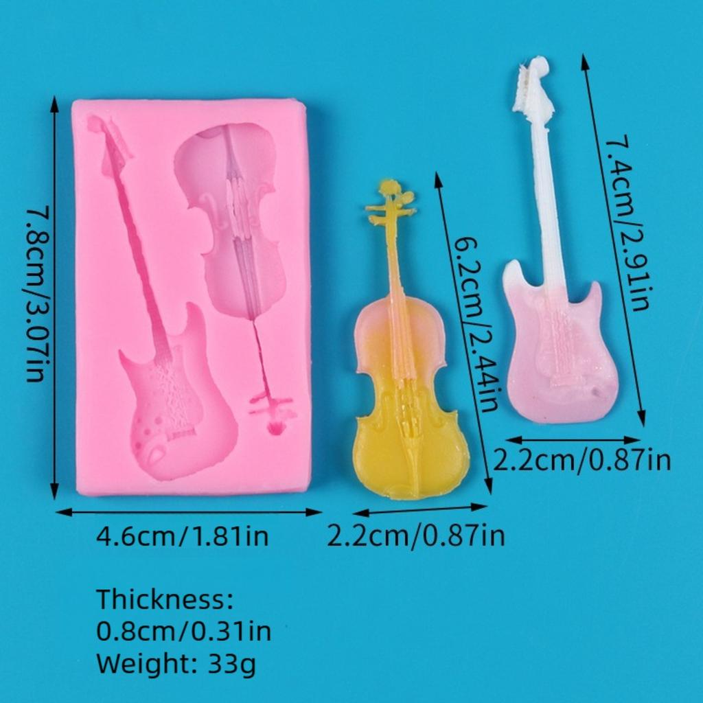 Guitar Silicone Mold for Cake Chocolate Fondant Decor DIY Bakery Accessories Silicone Mold Kitchen Accessories Easy Demolding