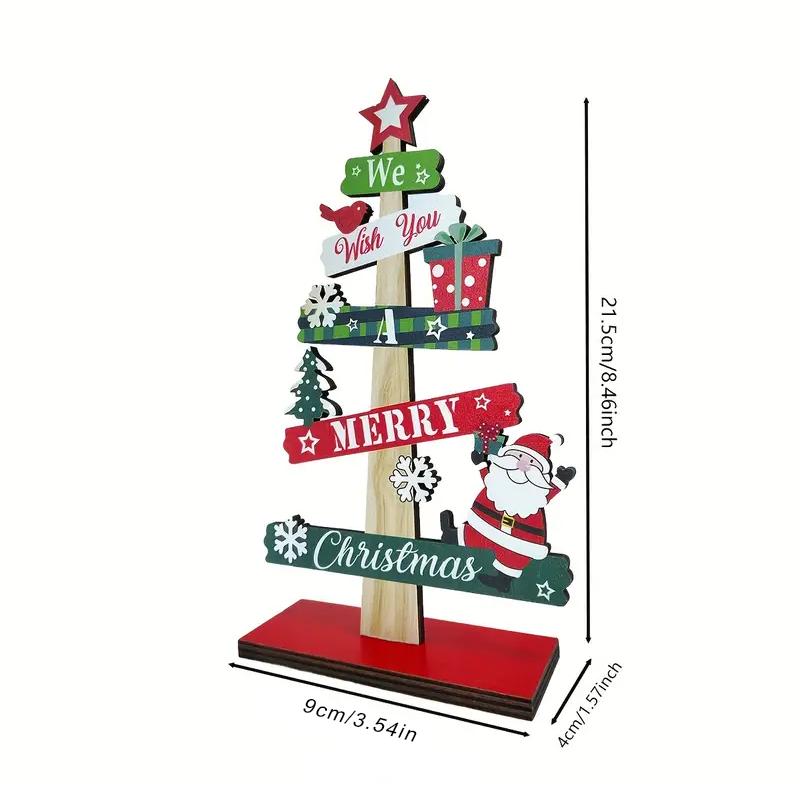 Wood Christmas Tree Ornaments Set Desktop Centerpieces Tabletop Holiday Decorations For Home, Offices, And Shops