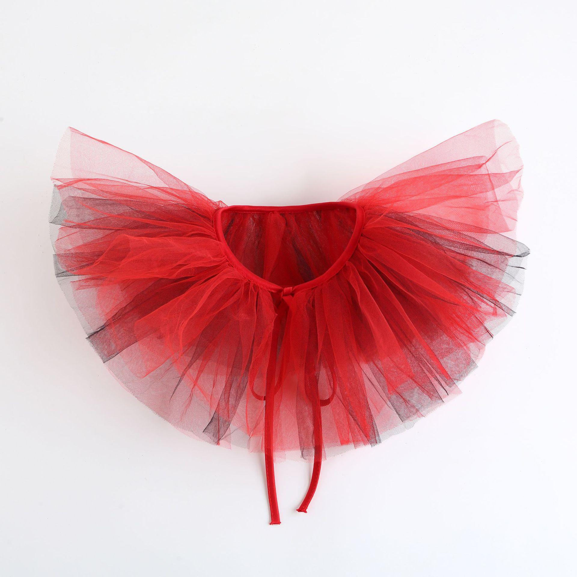 

Colored Tulle Ruffled False Collar for Women Three-Layer Fake Collar for Halloween Costume Clown Neck Detachable Collar Shawl