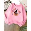 Kids Unisex Crewneck Sweatshirt, Wicked Cute Witch Pumpkin Heart Sunglasses Halloween Print Soft Fleece Pullover, Suitable For Kids Over 4 Years Old
