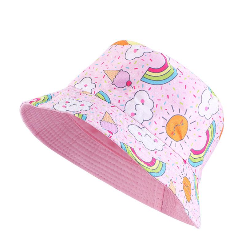 Children's Printed Cartoon Pot Hat, Baby Breathable Sun Hat, Beach Hat, Double-sided Can Wear JDKPM-05