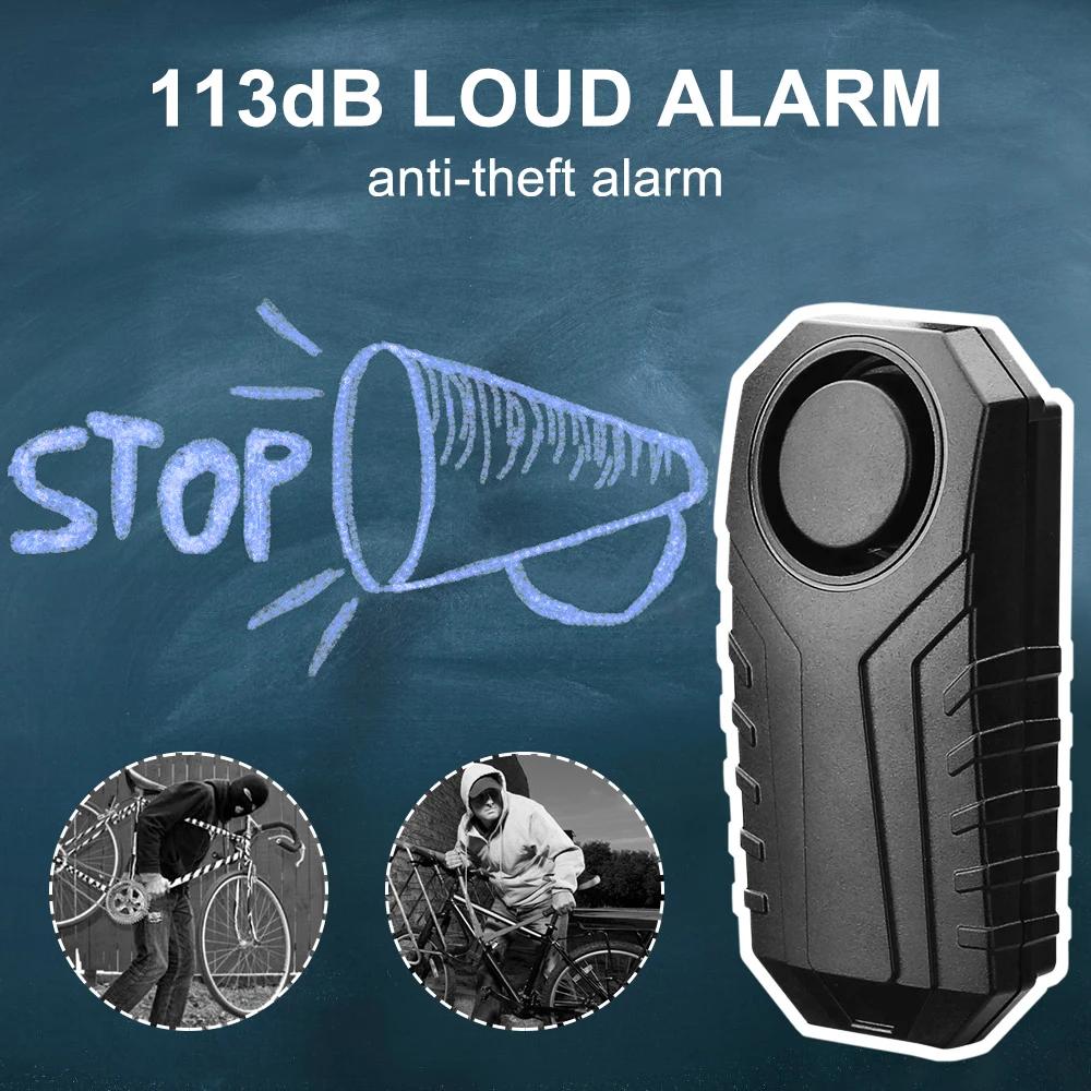 Fietsalarm 113dB Anti-diefstal Draadloze Vibratie Afstandsbediening Fiets Motorfiets Alarmen Huis Buiten Beveiligingsbescherming