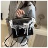 Faux Leather Flap Square Shoulder Bag for Women with Lace Bow Knot Trendy Casual Crossbody Purse