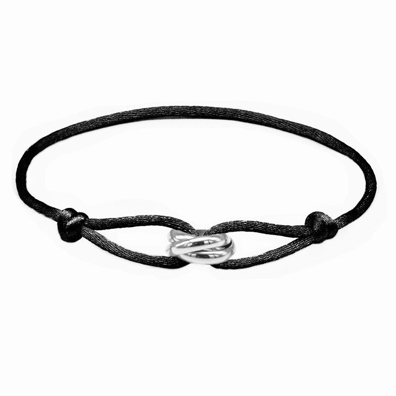 Dámský náramek Sailing Rope Tricolor In Black Cord náramek s kroužkem z nerezové oceli Vodotěsné šperky Boho pro ženy Nastavitelná délka s