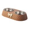 Pet Food Bowl Detachable 201 Stainless Steel Double Bowl Bow-tie Decoration Pet Accessories For Cats