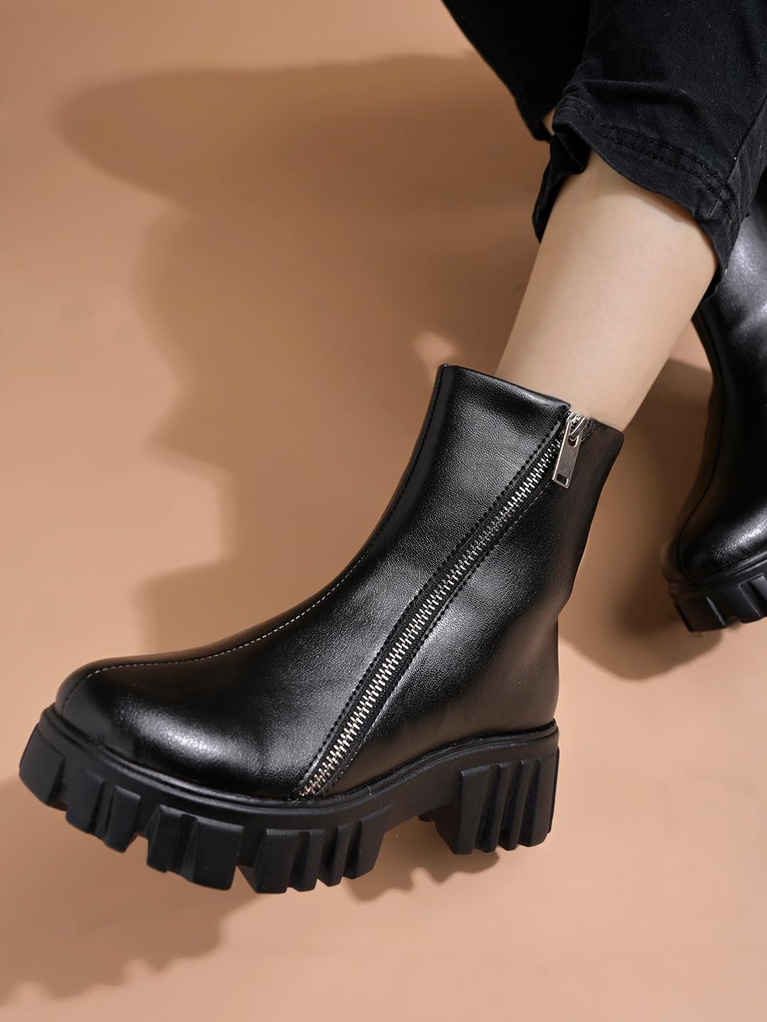Shoetopia Casual Side Chain Detailed Black Boots For Women & Girls /Eu39 6 UK чёрный