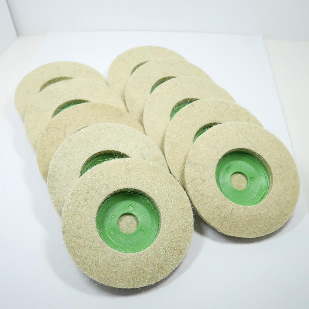 LAPHSODA Replacement Felt Buffs for Grinders, 100mm Outer Diameter Discs (3. Coarse, 10 Discs)