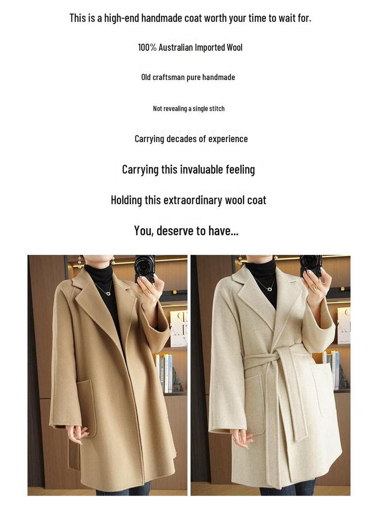 High-End Double-Faced Wool Coat: Women's Loose-Fit Mid-Length 100% Wool Suit for Autumn/Winter Versatile Style
