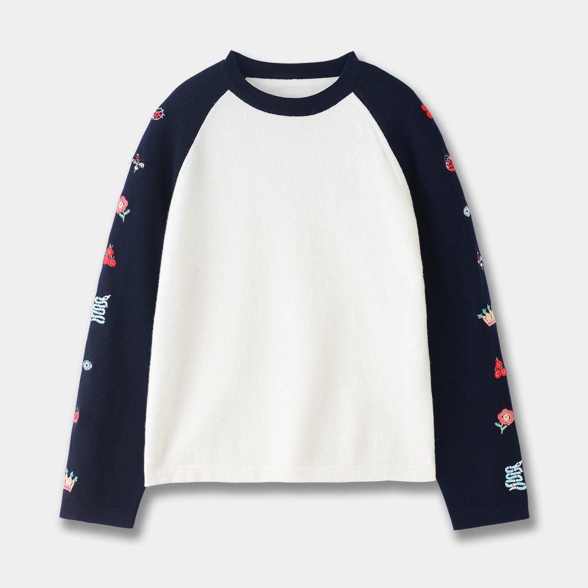 

ES ЗОДИАК Вышитый пуловер: Женский свободный вязаный свитер осень/зима S