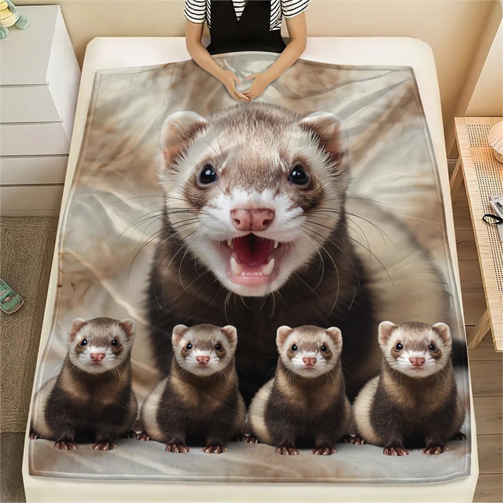 1Pc Koala Mink Print Flannel Blanket, High quality Comfortable for All Seasons, Home Decor, Warmth and Comfort, Perfect for Gifts