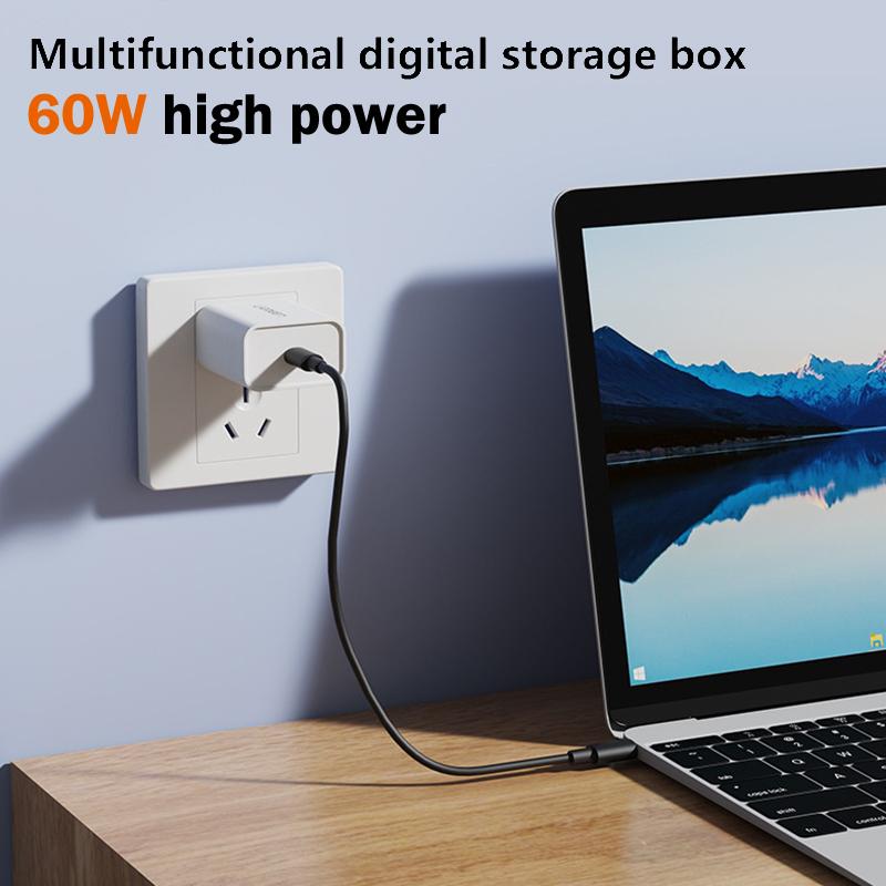 PD60W USB C To Type C Cable For IPhone 15 Pro Max Xiaomi Fast Charging Travel Multi Functional USB Adapter SD Card Storage Box
