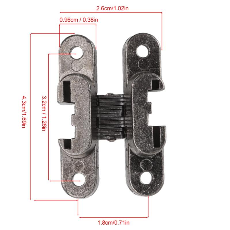 3 Pcs 43mm Mini Door Lock Hinges Invisible 180 Degree Zinc Alloy Cross Hinge For Cabinet Jewel Box