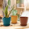 5pcs Indoor Planter Pots with Drainage Hole and Tray Saucer Flower Pots for Indoor Outdoor Garden Plants and Flowers Modern Wave Texture