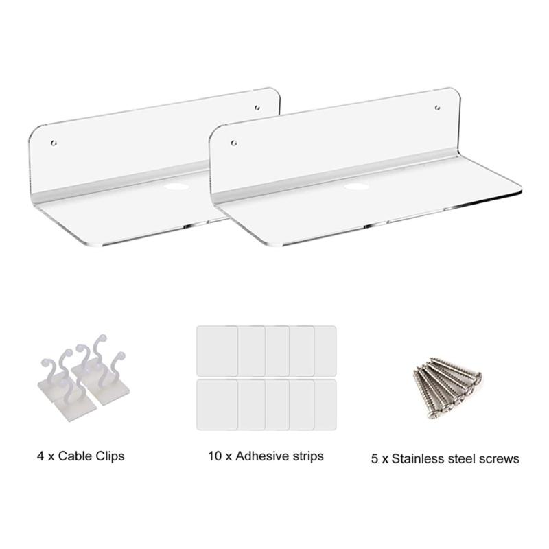 Speakers Organizer Rack Acrylic Wall Mounted Display Stand Shelf Holder Home Storage Self Stick-On