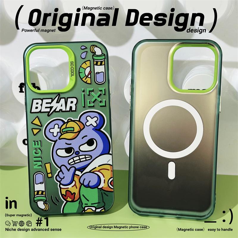 Magnetyczne Matowe Laserowe Etui Zhitai dla iPhone 12/13/14/15/16 Pro Max, XS, 7/8.