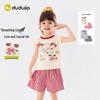 Dudujia Girls' Plaid Flutter Sleeve Short Set