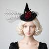 Netz-Hexenhut Haarspange Blume Hexen-Haarnadeln Kreative Halloween-Haarspange Kostümparty