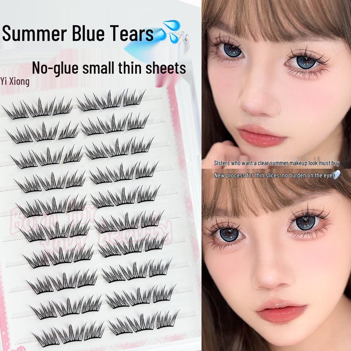 

Синие слезы Бесклеевые летние ресницы - Натуральные, Сегментированные, Подходят для начинающих, Большой объем