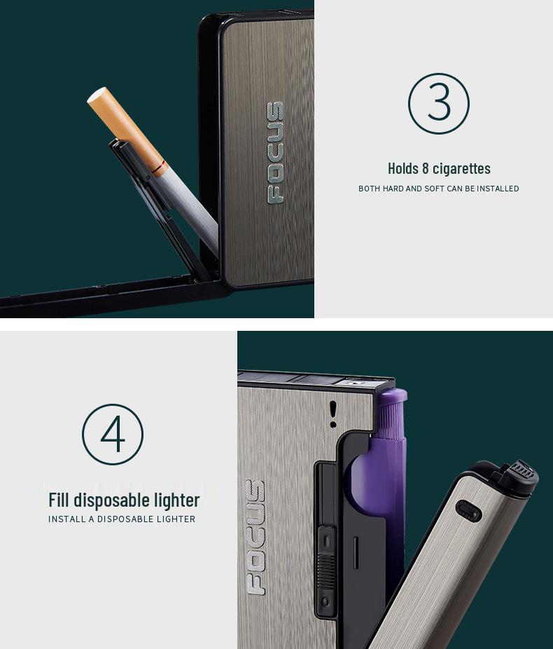 Focus YH001 Portable Cigarette Case with Replaceable Lighter - Creative, Separable Design